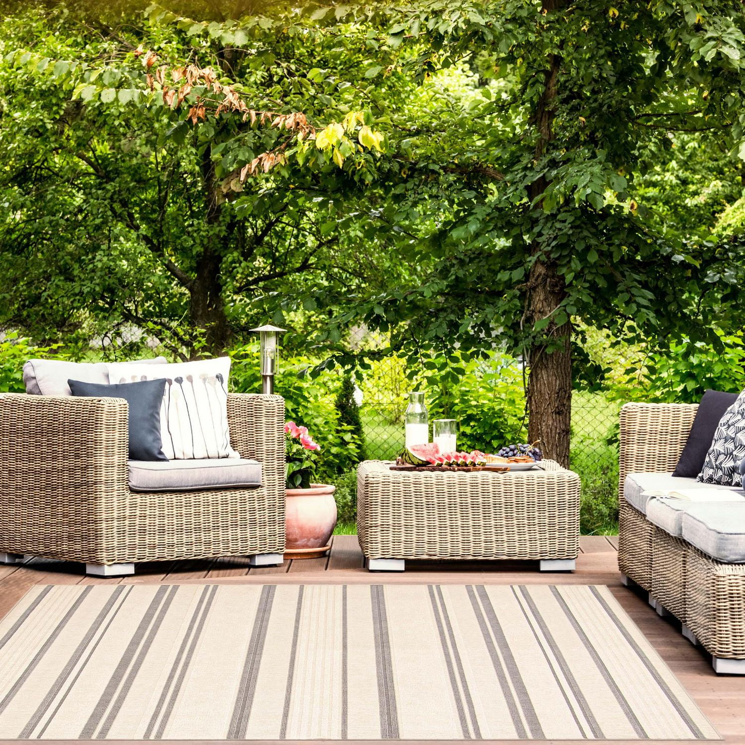 Tapis Intérieur/Extérieur pour Balcon, Patio et Jardin ECARPET Arthur Ivoire