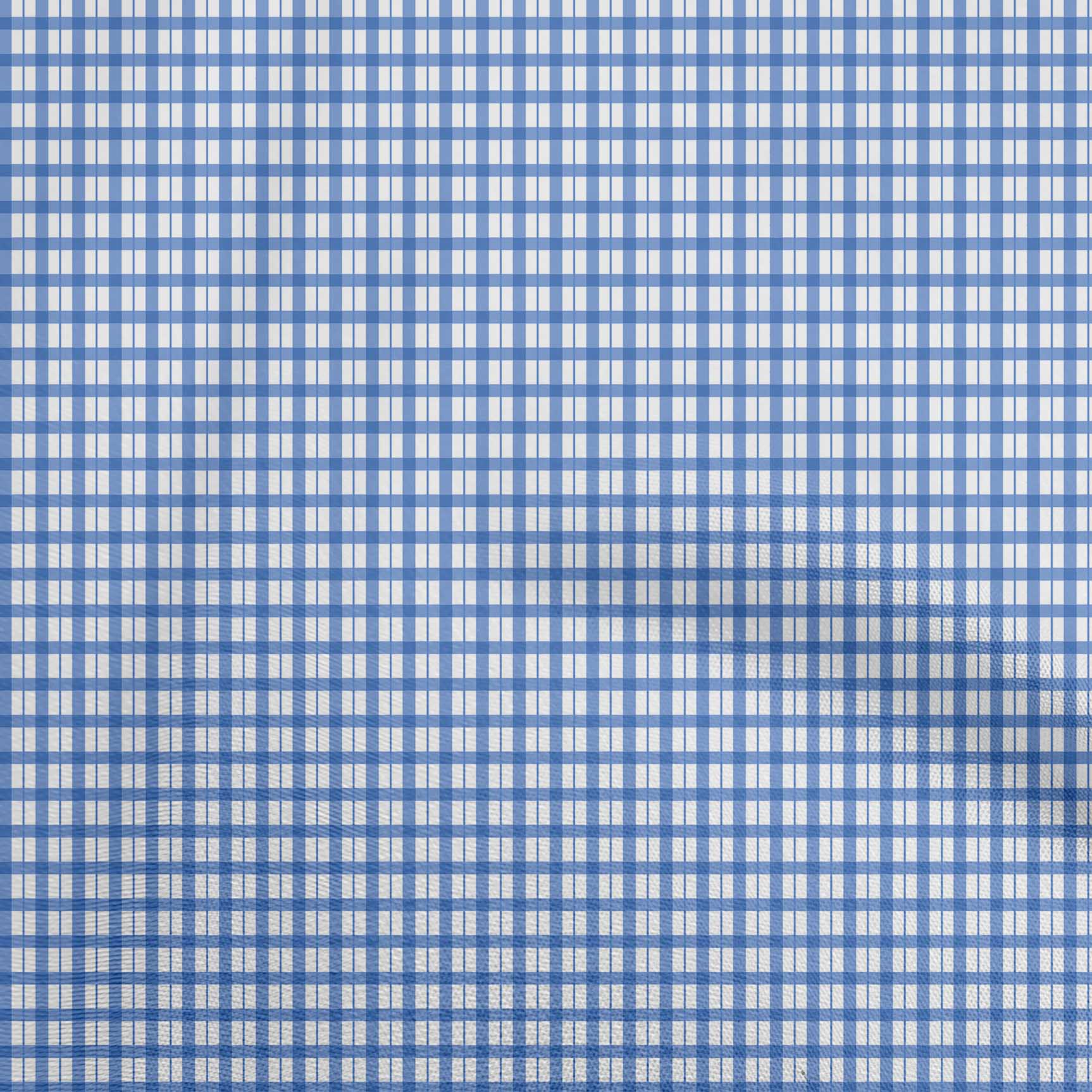 oneOone Rayon Medium Blue Fabric Check Fabric For Sewing Printed Craft Fabric By The Yard 56 Inch Wide