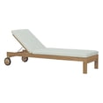 thumbnail image 1 of Modway Upland Teak Outdoor Patio Furniture Chaise Lounge, White, 1 of 8