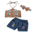 thumbnail image 1 of Hauts Courts à Imprimé Vache pour Bébés Filles Western Jeans Déchirés, 1 of 6