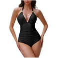 thumbnail image 2 of TIMIFIS Swim Suits 2025 - Womens Ones Piece Tummys control Swimsuit Ruched Push Up V Neck High Waisted Bathing Suit, 2 of 5