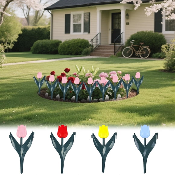 Sentmoon Outdoor Shade Sunshade Plastic Garden Fence Picket Fence Edgings Tulips Plants Outdoor Decoration for Lawns Flowerbeds Plants Borders Yard