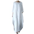 thumbnail image 2 of TIMIFIS Robe en Coton et Lin pour Femme Décontractée Ample Robe d'Été Longue Robe à Manches Courtes Robes Maxi Été Grande Taille Robe de Plage Été, 2 of 5