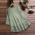 thumbnail image 4 of TIMIFIS T-Shirt pour Femmes à Col Rond, Manches Courtes 3/4, Imprimé Floral, Ourlet Asymétrique, 4 of 5