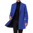 thumbnail image 1 of INSPIRE CHIC Men's Coat Notched Lapel Single Breasted Mid-Weight Long Sleeve Coat 2XL Blue, 1 of 7