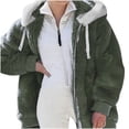 thumbnail image 1 of CEHVOM Women Plus Size Winter Warm Loose Plush Zip Hooded Jacket Coat, 1 of 5