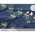 thumbnail image 2 of Soimoi Blue Velvet Fabric Square & Leaves Print Fabric by Yard 60 Inch Wide, 2 of 3