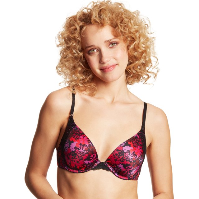 Maidenform Womens Natural Boost Demi Bra, 36D, Camo Garden Print/Black