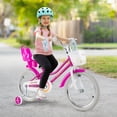 thumbnail image 2 of Costway Vélo pour Enfants de 18 Pouces avec Panier, Siège pour Poupée, Rubans Colorés, Roues Stabilisatrices, Rose, 2 of 10