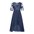 thumbnail image 1 of EGNMCR Robes d'Invitée de Mariage pour Femmes Unies à Manches Mi-Longues, Col Rond, Dentelle, Mousseline, Maille, Taille, Robe Midi de Fête, 1 of 3