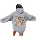 thumbnail image 1 of Y2K Hoodie Fall Plus Size Oversized Hoodie Stylish Lettering Pullover Sweatshirt Stretchy Casual Tops Womens Sweaters Grey M, 1 of 7