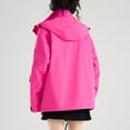 thumbnail image 5 of Women's Fashion Solid Color Long Sleeve Waterproof Rain Jacket with Zipper Pockets, Windbreaker Coat for Outdoor Use, Hooded Design for All-Weather Protection, 5 of 5
