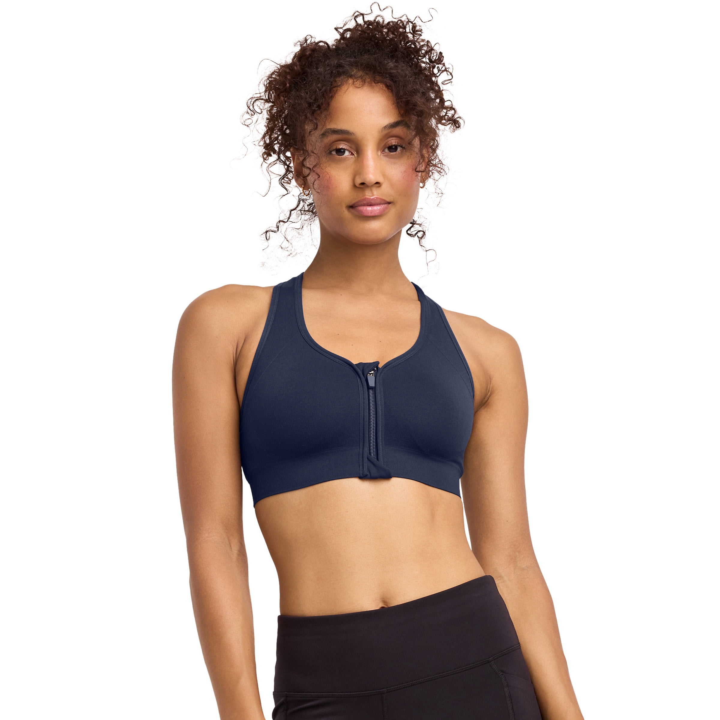 Jockey Women's Seamfree Mid Impact Zip Front Sports Bra