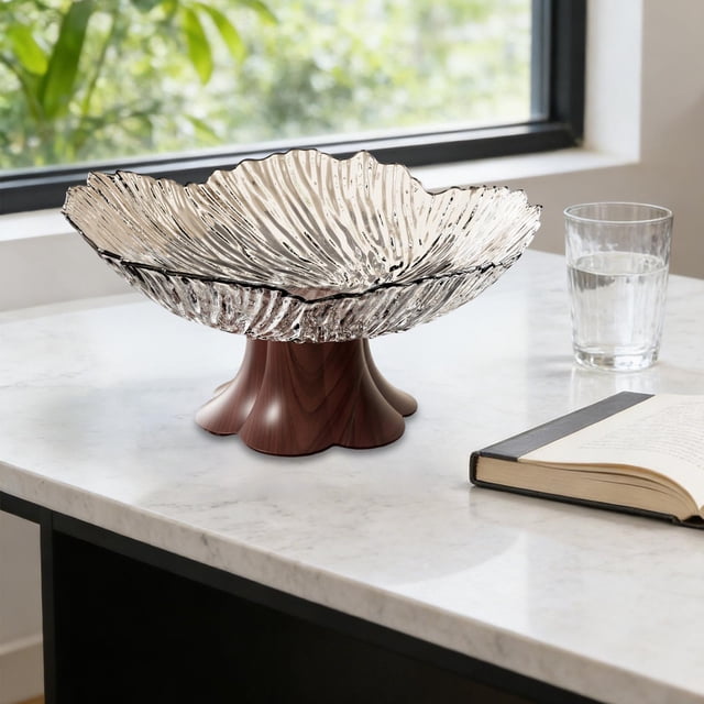 Elodie Pedestal Fruit Bowl Decorative Serving Tray for Kitchen Counter Home Wedding White