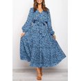 thumbnail image 3 of Robe Maxi de Soirée Décontractée pour Femme, Bohème, à Imprimé Léopard, à Volants, à Manches Longues, à Col en V, Fluide, 3 of 6