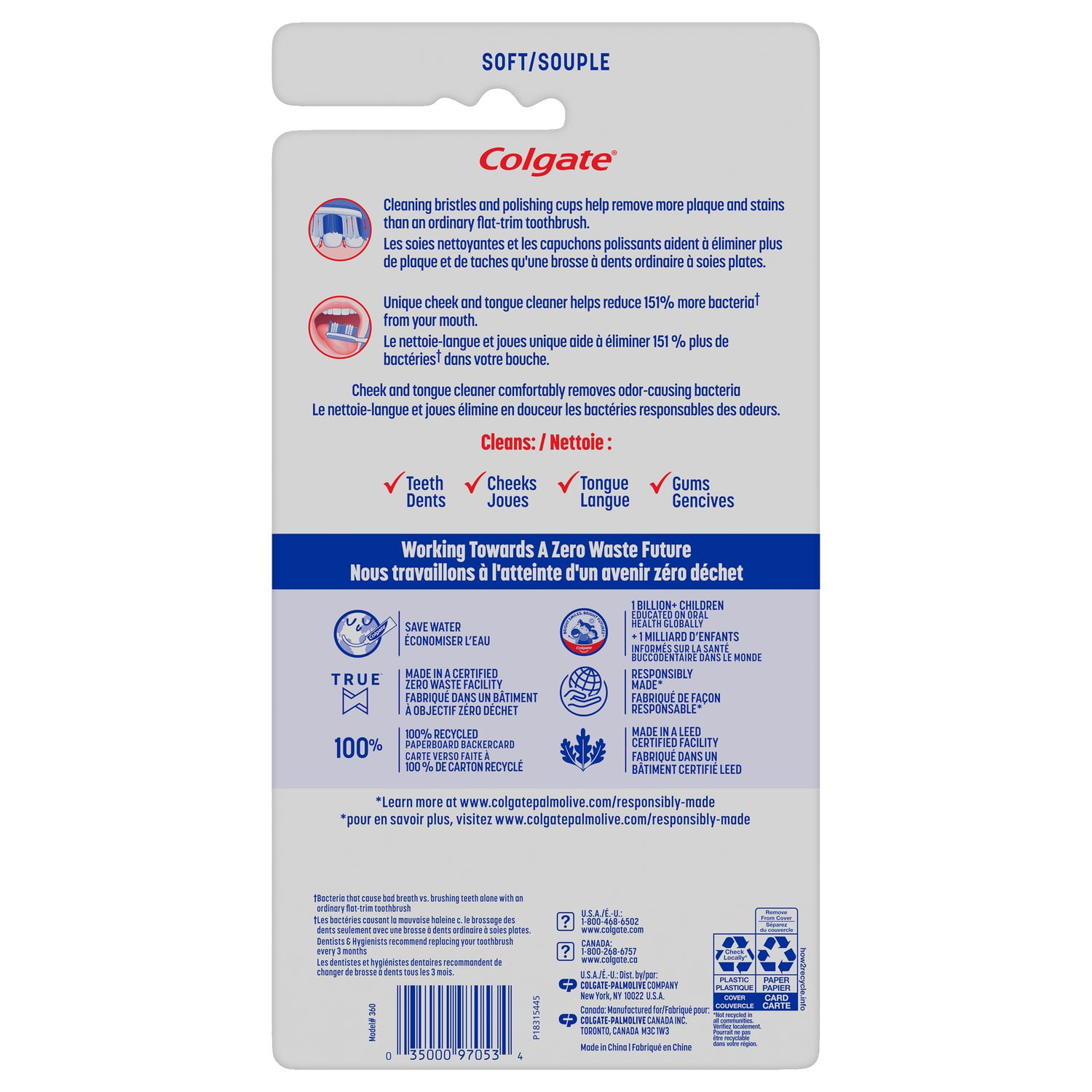 Brosse à dents moyenne Colgate 360 - 6pk