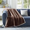 thumbnail image 2 of Cozy Tyme T173-20BNC-UE Couverture en Flanelle Réversible Sherpa 50 x 60 Po, Marron, 2 of 7