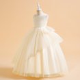 thumbnail image 2 of PMVFHDE Robe de Fête pour Filles Robe pour Enfants Robe Fille Robe Sans Manches de Performance Longue Robe à Pommeau Fête, Beige, 10-12 Ans, 2 of 4