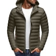 thumbnail image 4 of Men's Winter Quilted Jacket with Stitching Design, Slim Fit Hooded Coat, Polyester Material for Warmth and Insulation, Suitable for Cold Weather Casual and Outdoor Activities, 4 of 9