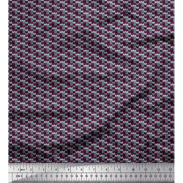Soimoi Poly Georgette Fabric Herringbone Shirting Print Fabric by The Yard 52 Inch Wide