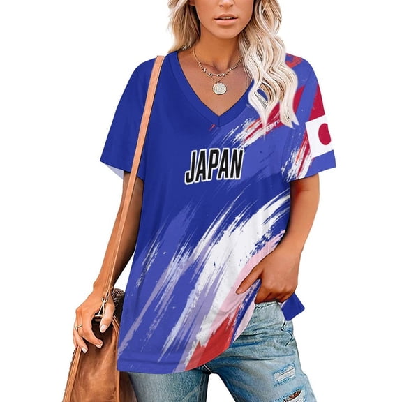 Chandail de Soccer pour Femmes Japon 2026 pour Fans de Soccer avec Drapeau de Nation, Chandail Aussi Personnalisé