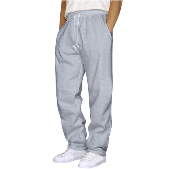 Pisexur Mens Sweatpants Open Bottom Elastic Waist Drawstring Workout Athletic Jogging Pants Solid Color Lightweight Casual Straight Leg Sweatpants Plus Size Sweatpants with Pockets M-3XL