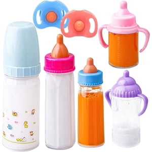 SURJDE Baby Doll Bottles Set with Pacifiers Magic Baby Bottles for Dolls with Disappearing Milk or Juice Simulation Dolls Accessories Gift for Kids