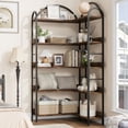 thumbnail image 2 of Corner Bookshelf Arched Bookcase, L Shaped Bookshelf Industrial Corner Shelf, Large Bookshelf With Metal Frame, Etagere Shelf Corner Display Rack for Living Room Bedroom, 2 of 9