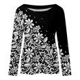 thumbnail image 2 of Machine d'Impression de T-Shirts Mode Femmes Décontracté Impression Col Rond Manches Longues T-Shirt Ample Blouse d'Automne Chandail Hauts, 2 of 5