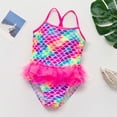 thumbnail image 2 of Little Girls One Piece Swimming Bathing Suit Striped Ruffle Girls Swimsuit Sleeveless Toddler Bathing Suit 7Y, 2 of 6