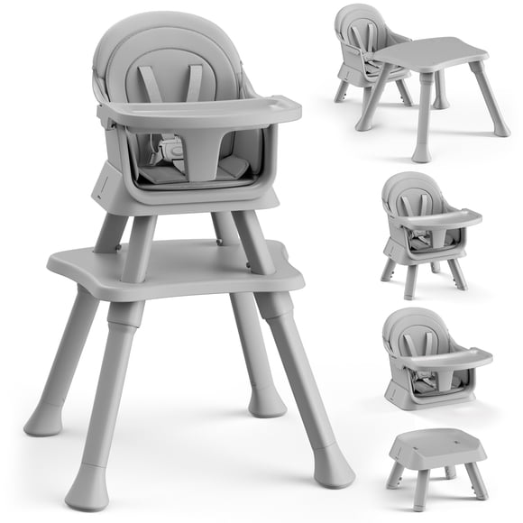 AILEEKISS Chaise Haute pour Bébé 8 en 1, Rehausseur de Repas pour Tout-Petit, Gris Pâle