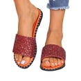 thumbnail image 4 of Cameland Women's Summer New Plus Size Frosted Sequin Line Over Beach Flats Light Sandals, 4 of 8