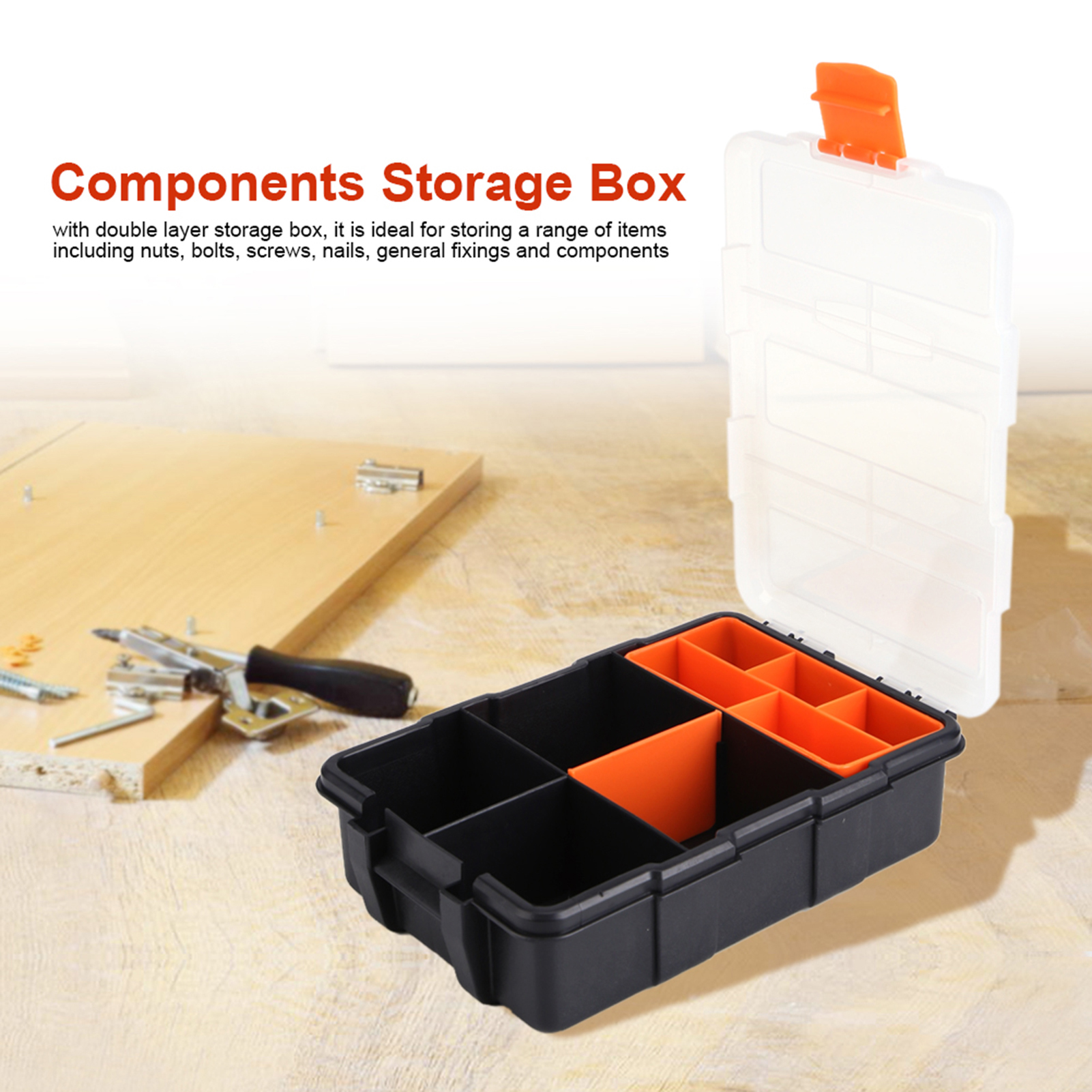 Components Storage Case Small Parts Tool Box Storage Tool Case Two Layer Plastic Heavy Duty Components Storage Box Case Organizer Small Parts Tool Box