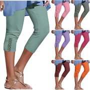 FNFYFH Clearance Womens Sun Safe Yoga Capri Leggings Lightweight Cover,Pink