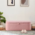 thumbnail image 1 of KOSSMAI Upholstered Tufted Strip Storage Bench Ottoman 45.5" For Living Room Bed Room Office Entry Pink, 1 of 8