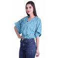 thumbnail image 3 of Moomaya Hauts à Manches Boxy Imprimés pour Femmes, Col en V, Taille Élastique, Kimono, 3 of 4