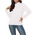 thumbnail image 1 of Lenpel Women's Turtleneck Sweaters Lightweight Long Sleeve Slim Ribbed Knit Pullover Tops Fall Fashion Outfits(White,Medium), 1 of 5
