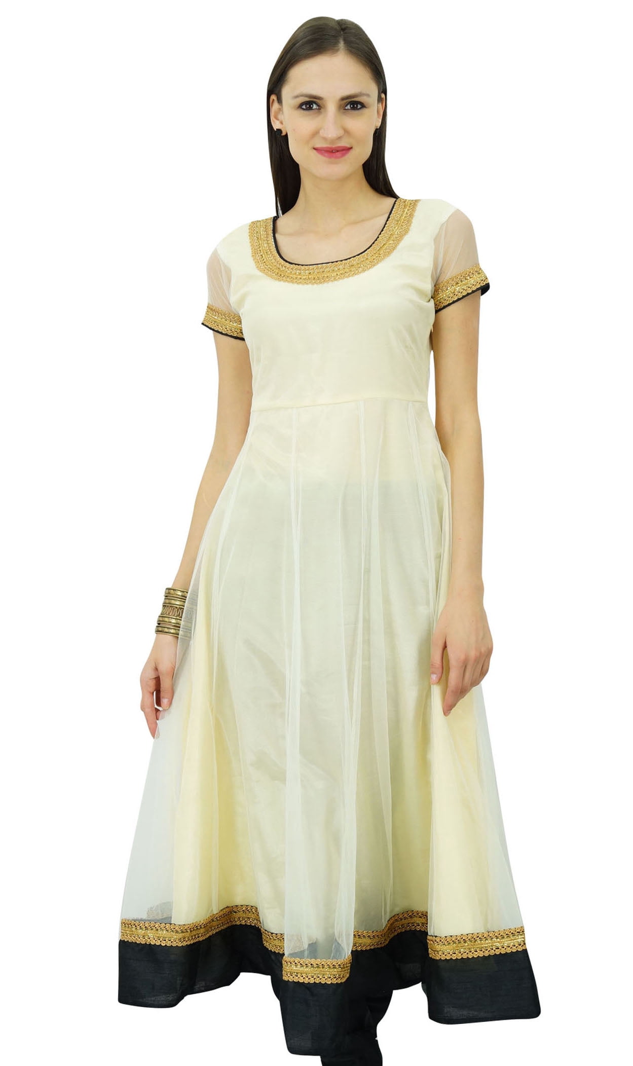 Bimba Flaired Net Anarkali Dress Solid Kurta Kurti Indian Tunic Custom Clothing