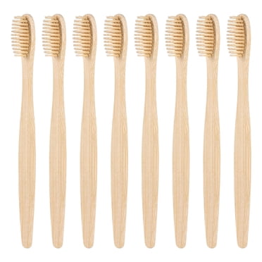 SUPVOX 8PCS Bamboo Toothbrush Natural Wooden Eco-Friendly Toothbrush with Bristles