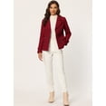 thumbnail image 3 of INSPIRE CHIC Manteau Caban à Revers Cranté Double Boutonnage pour Femme Rouge Foncé TP, 3 of 6