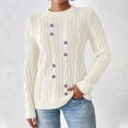 thumbnail image 2 of Rbaofujie Chandails à Col Rond Femmes Hiver Ample Uni Chandail Manches Longues Col Rond Chandail Haut Blanc Chandails à Capuchon pour Filles, 2 of 7