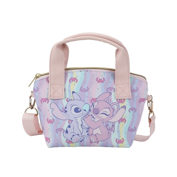 Disney Lilo et Stitch Ange & Stitch Hearts Pastel Rayé 9,25 Pouces Mini Sac à Main en PU