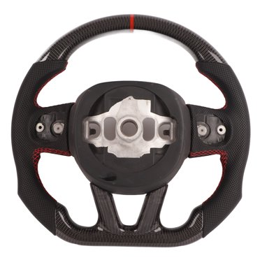 Carbon Fiber Steering Wheel Nappa Preforated Leather Red Stitching Fit for Dodge Challenger / Charger 2015‑2020