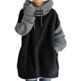 thumbnail image 1 of Women‘s Colorblock Loose Fit Hooded Zipper Long Sleeve Sweatshirt, 1 of 5