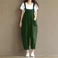 thumbnail image 2 of fartey Women Plus Size Cotton Linen Romper Casual Sleeveless Square Neck Relaxed Overalls Pockets Adjustable Strap Solid Color Rompers, 2 of 6