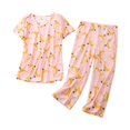 thumbnail image 2 of Kelon Ensembles de Pyjama pour Femmes en Solde Femme Pyjamas Mélangés Ensemble de Pyjama en Coton pour Femmes Mignon Ensemble 2 Pcs Confortable d'Été Col en V T-Shirt à Manches Courtes Capri Tenue de Nuit, 2 of 3