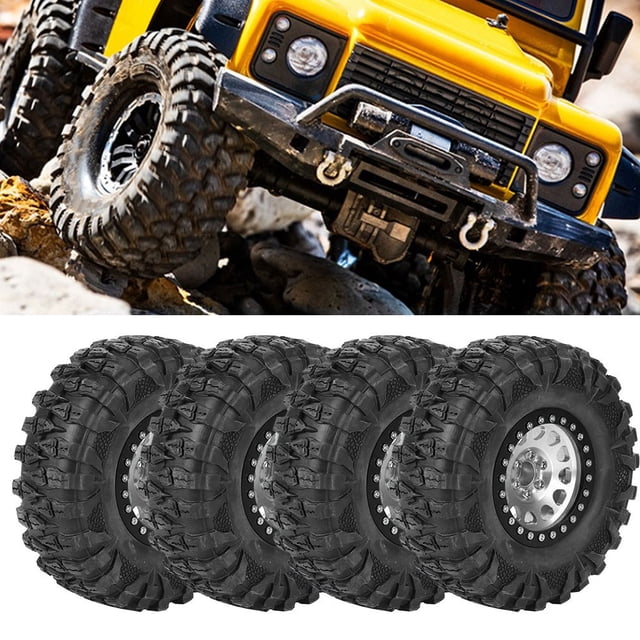 Pneu de Voiture RC, Roue RC Améliorant la Stabilité pour Crawler RC 1/10 Couleur Rouge, Orange, Argent, Titane