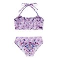 thumbnail image 3 of TiaoBug Girls 2 Pcs Mermaid Bikini Sets Shiny Halter Ruffles Crop Top with Triangle Brief Bathing Suit Tankini Purple A 140, 3 of 5
