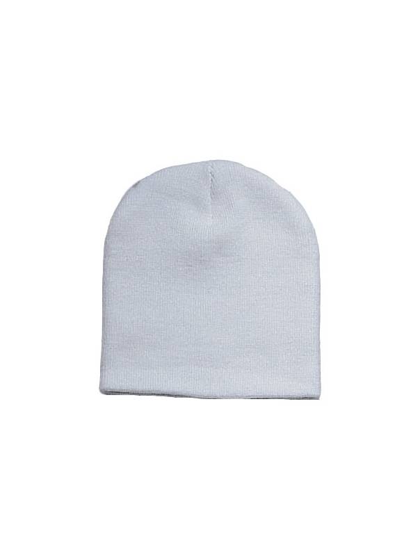 Knitted Cap Cuffless Beanie- White