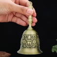 thumbnail image 2 of Copper Alloy Hand Bell Retro Carving Handbell with Non-Slip Handle Multifunctional Handbell for Classroom Wedding Seniors Bedside, 2 of 7